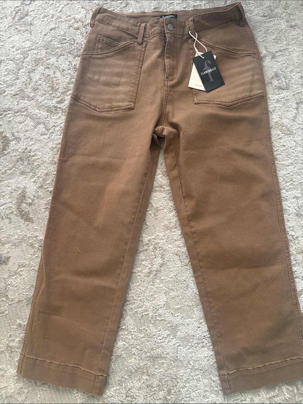 Flamingoals Women's Cropped Straight Pants in Brown nwt